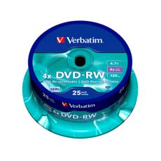 Диск DVD-RW Verbatim 4,7Gb 4x Cake Box (25шт) 43639