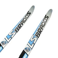 Комплект беговых лыж STC Brados LS Sport с насечками черный/голубой, 175 см